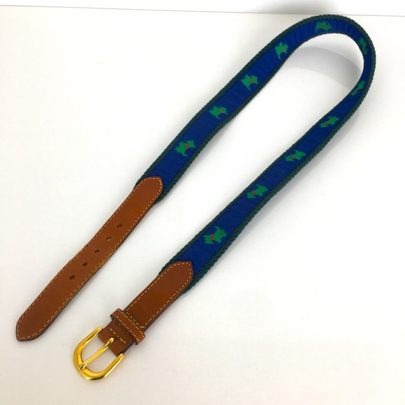 Scotty Dog Belt Blue Green Brown Leather Scottish Terrier - Picture 12 of 12